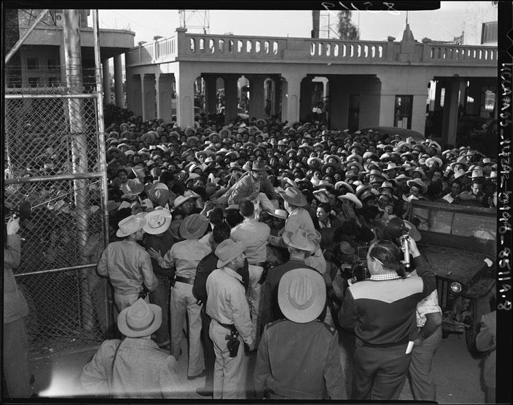 Mexican Workers Awaiting Transport to Farm Work in Mexicali.