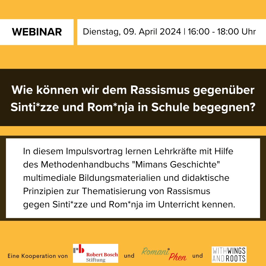 Webinar: How can we counter racism against Sinti and Roma in schools?