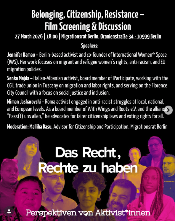 „Belonging, Citizenship, Resistance“: Filmvorführung & Diskussion